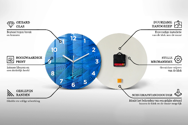 Orologio rotondo in vetro Ali di uccelli colorati
