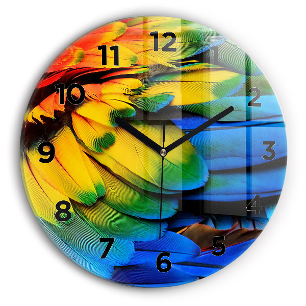 Orologio rotondo in vetro Ali di uccelli colorati