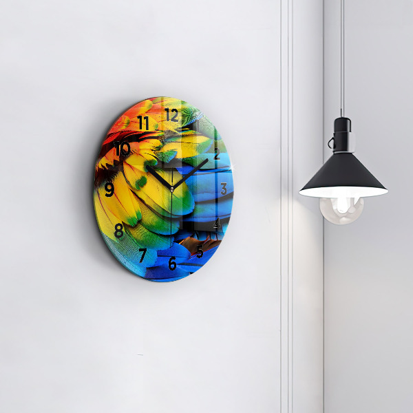 Orologio rotondo in vetro Ali di uccelli colorati
