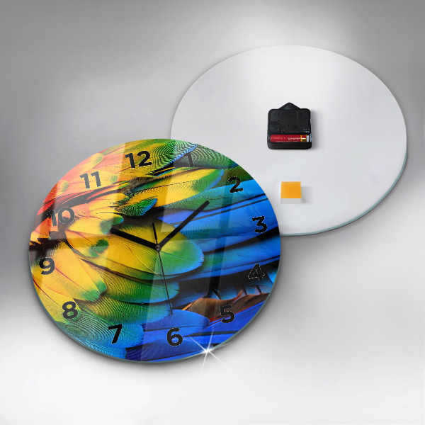 Orologio rotondo in vetro Ali di uccelli colorati