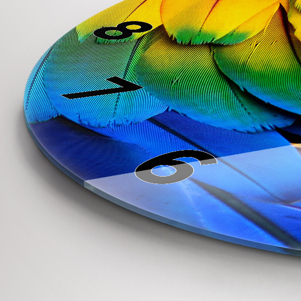 Orologio rotondo in vetro Ali di uccelli colorati