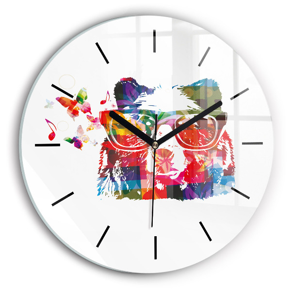 Orologio rotondo in vetro Testa d'orso