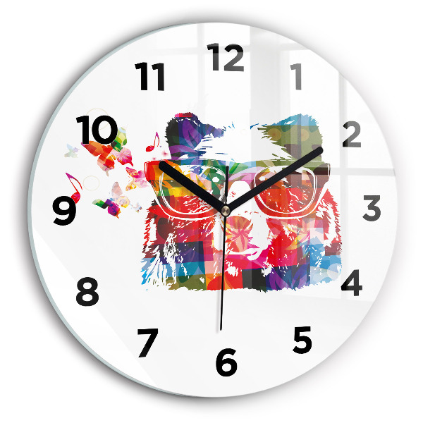 Orologio rotondo in vetro Testa d'orso