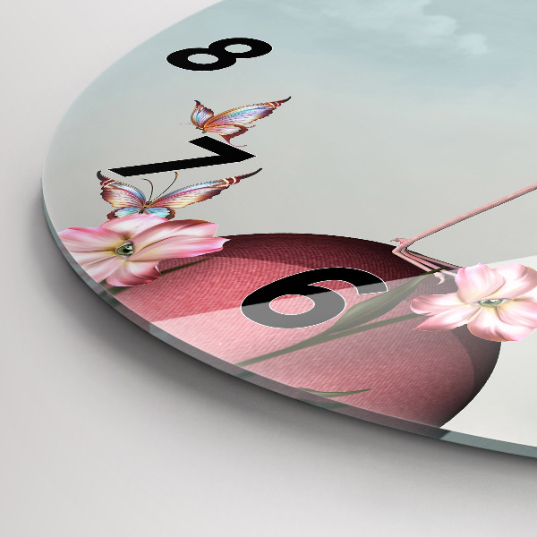 Orologio rotondo in vetro Fenicottero surreale