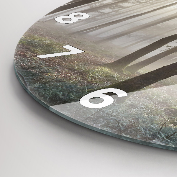 Orologio rotondo in vetro Foresta nella nebbia