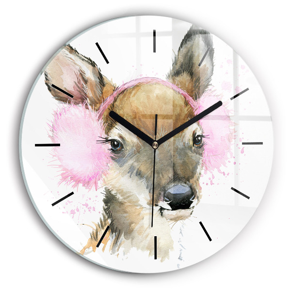 Orologio rotondo in vetro Cervo della foresta