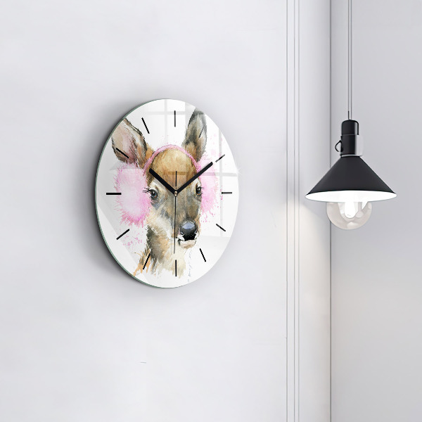 Orologio rotondo in vetro Cervo della foresta