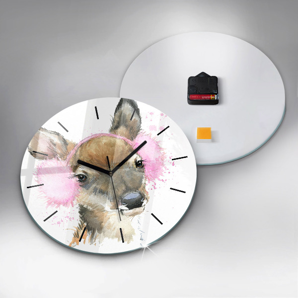 Orologio rotondo in vetro Cervo della foresta