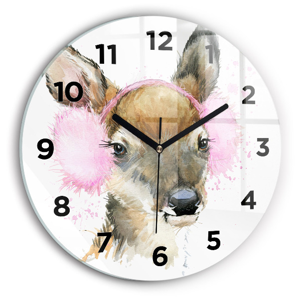 Orologio rotondo in vetro Cervo della foresta