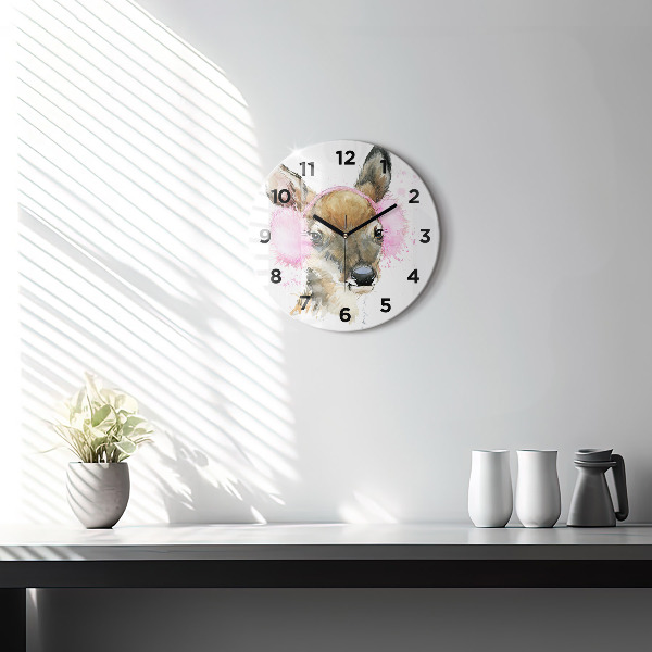 Orologio rotondo in vetro Cervo della foresta