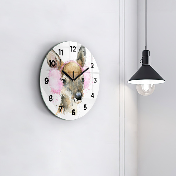 Orologio rotondo in vetro Cervo della foresta
