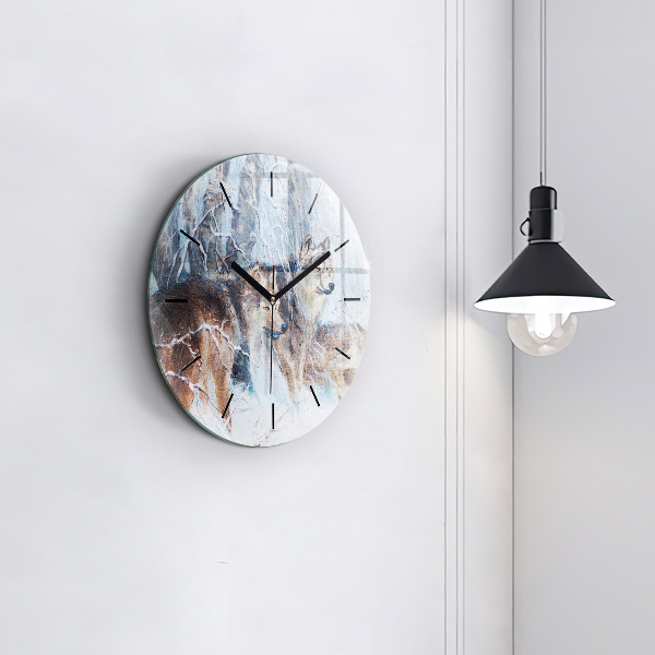 Orologio rotondo in vetro Lupi nella foresta
