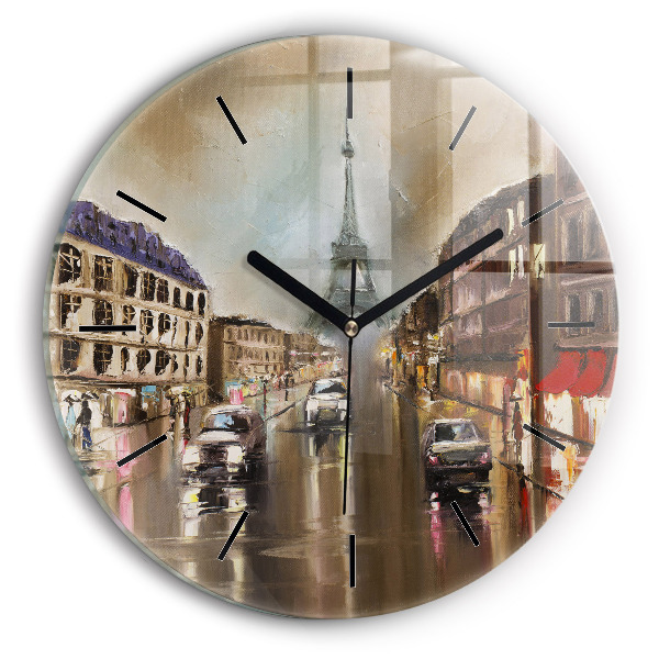 Orologio rotondo in vetro Architettura della città di Parigi