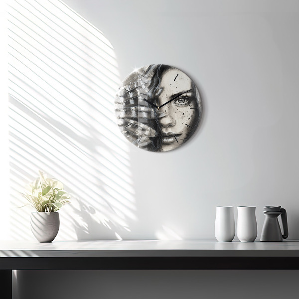 Orologio rotondo in vetro Ritratto dipinto