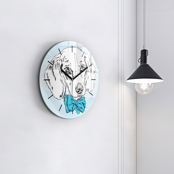 Orologio rotondo in vetro Cucciolo di cane