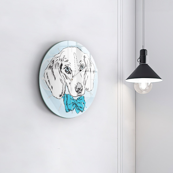 Orologio rotondo in vetro Cucciolo di cane