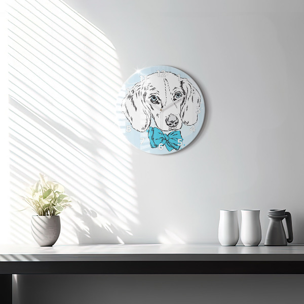 Orologio rotondo in vetro Cucciolo di cane