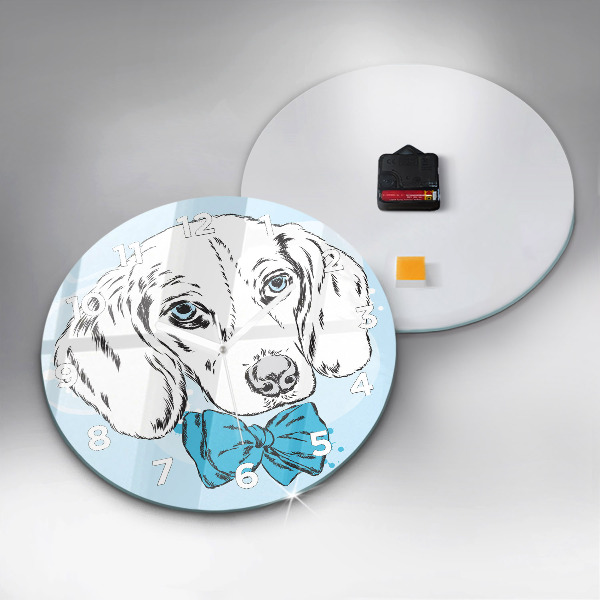 Orologio rotondo in vetro Cucciolo di cane