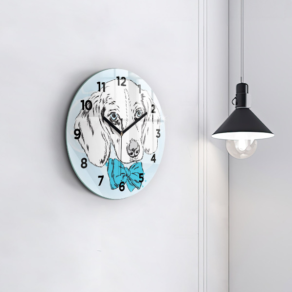 Orologio rotondo in vetro Cucciolo di cane