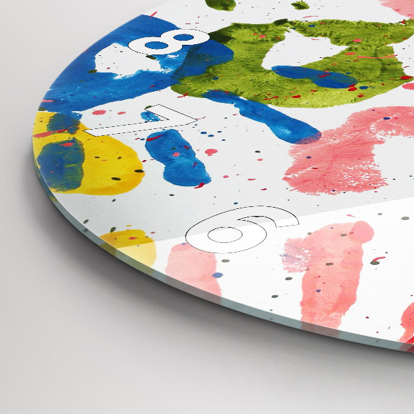 Orologio rotondo in vetro Impronte di mani di bambini