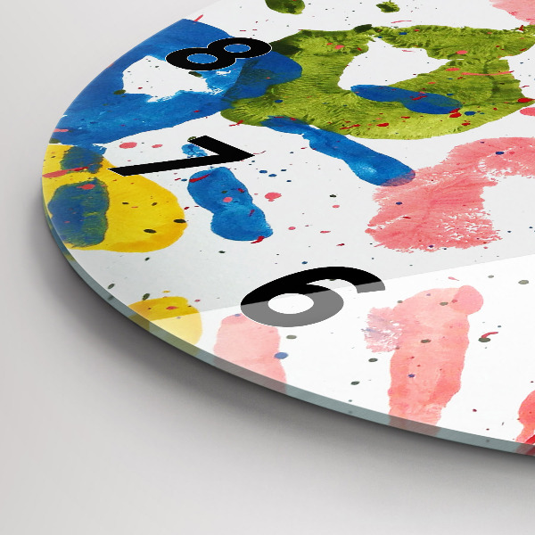 Orologio rotondo in vetro Impronte di mani di bambini