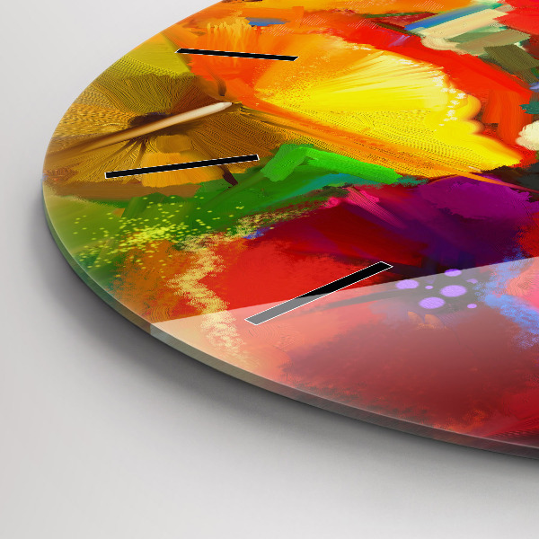 Orologio rotondo in vetro Papaveri colorati