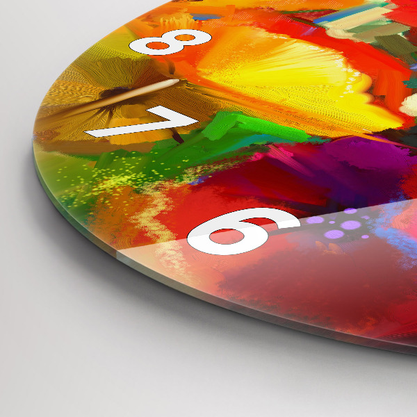 Orologio rotondo in vetro Papaveri colorati