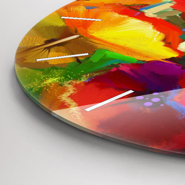 Orologio rotondo in vetro Papaveri colorati