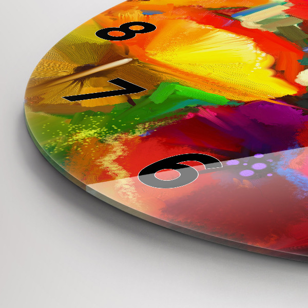 Orologio rotondo in vetro Papaveri colorati