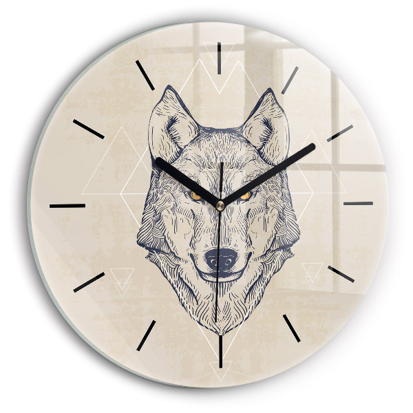 Orologio rotondo in vetro Testa di lupo