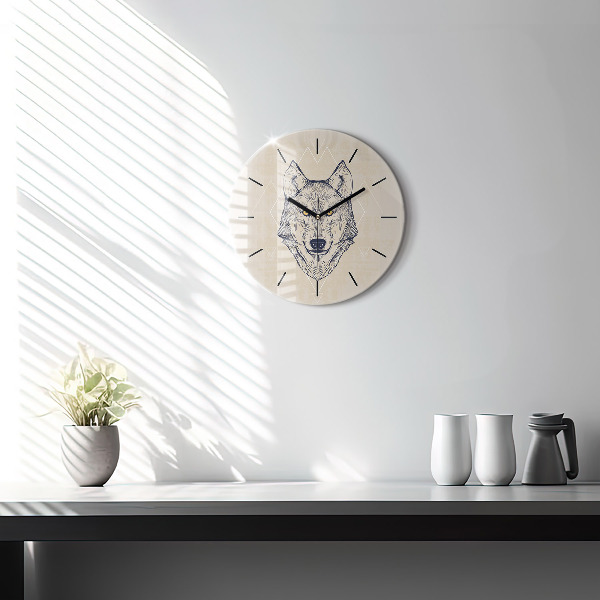 Orologio rotondo in vetro Testa di lupo
