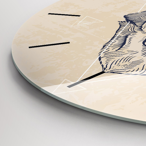 Orologio rotondo in vetro Testa di lupo