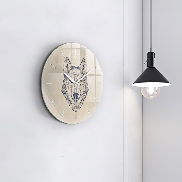 Orologio rotondo in vetro Testa di lupo