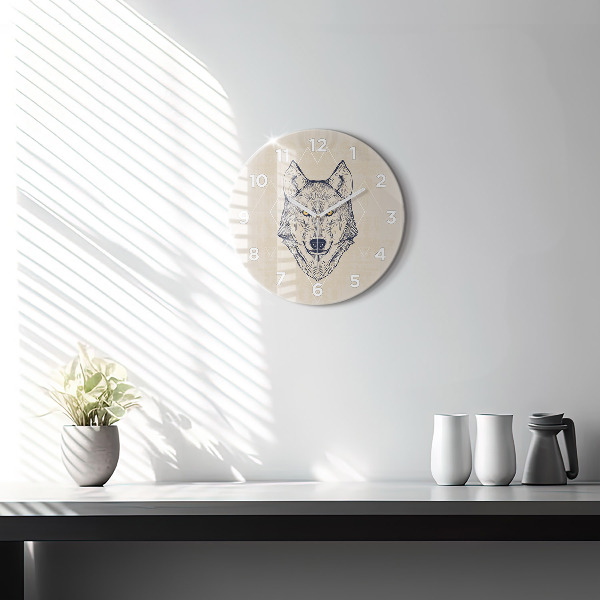 Orologio rotondo in vetro Testa di lupo
