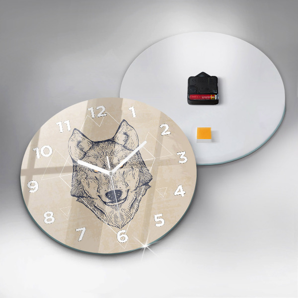 Orologio rotondo in vetro Testa di lupo