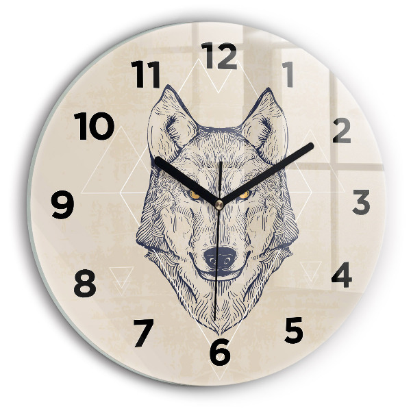 Orologio rotondo in vetro Testa di lupo