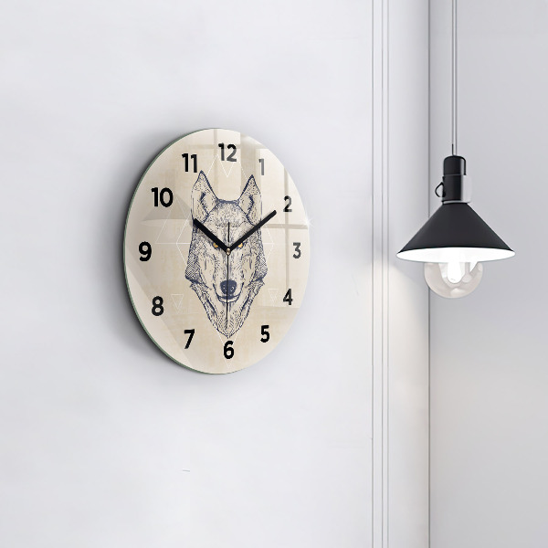 Orologio rotondo in vetro Testa di lupo
