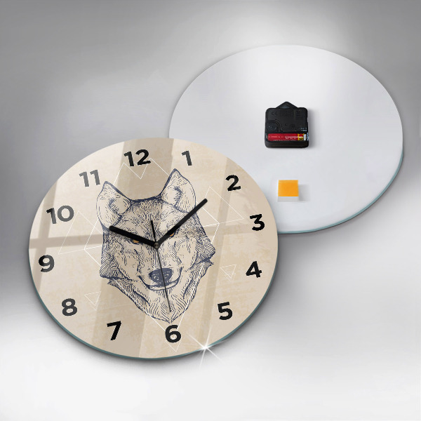 Orologio rotondo in vetro Testa di lupo