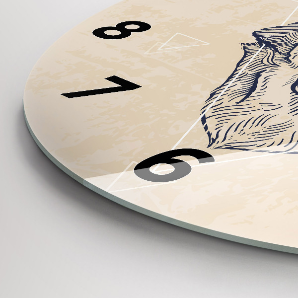 Orologio rotondo in vetro Testa di lupo