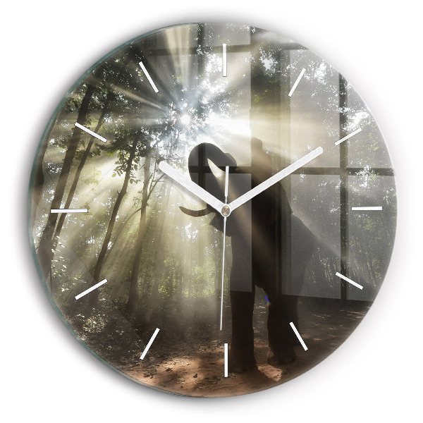 Orologio rotondo in vetro Elefante nella giungla