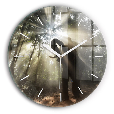 Orologio rotondo in vetro Elefante nella giungla