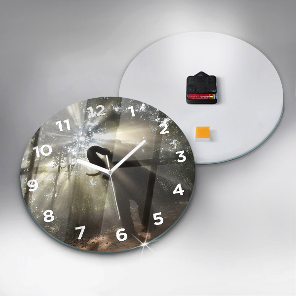 Orologio rotondo in vetro Elefante nella giungla