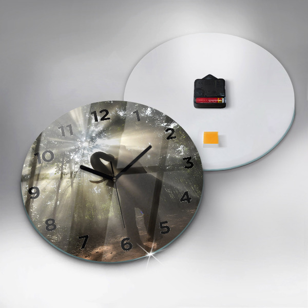 Orologio rotondo in vetro Elefante nella giungla