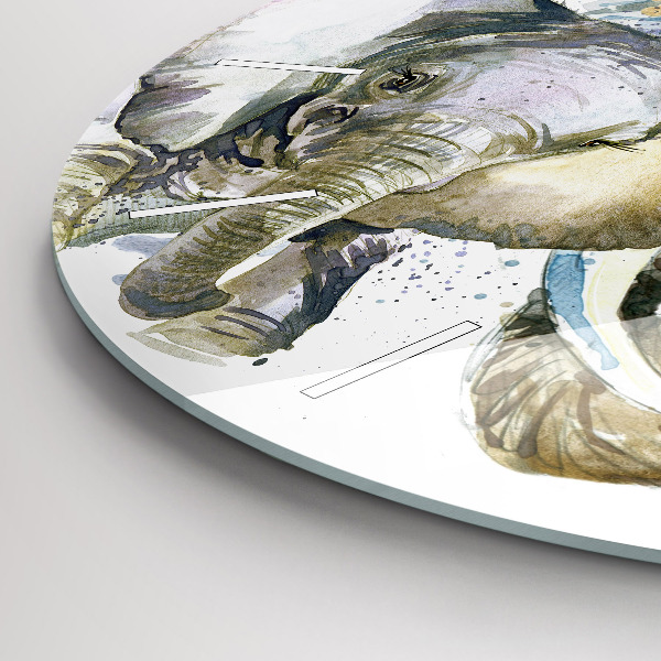 Orologio rotondo in vetro Animali dipinti elefanti