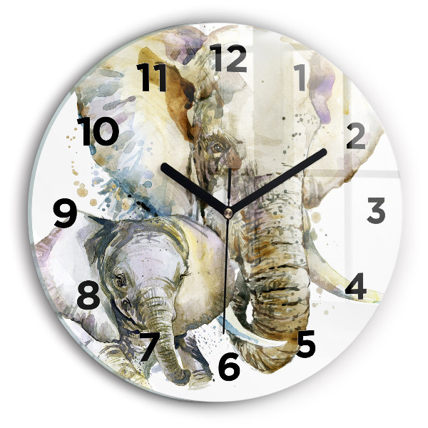 Orologio rotondo in vetro Animali dipinti elefanti