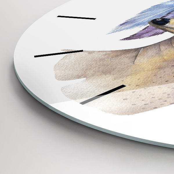 Orologio rotondo in vetro Testa di cervo e fiori