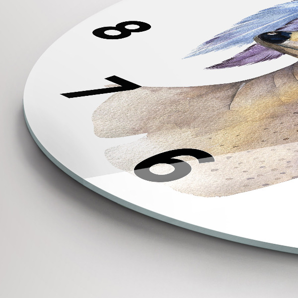 Orologio rotondo in vetro Testa di cervo e fiori