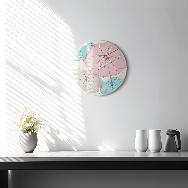 Orologio rotondo in vetro Ombrelli pastello