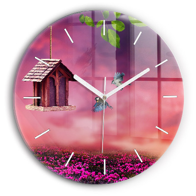 Orologio rotondo in vetro Casetta per uccelli