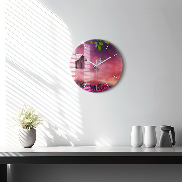 Orologio rotondo in vetro Casetta per uccelli